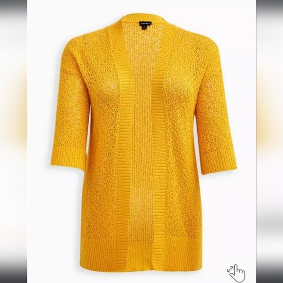TORRID | Open Front Sweater Cardigan Yellow Sz 2X - Picture 1 of 9